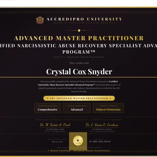 Certified Narcissistic Abuse & Recovery Specialist