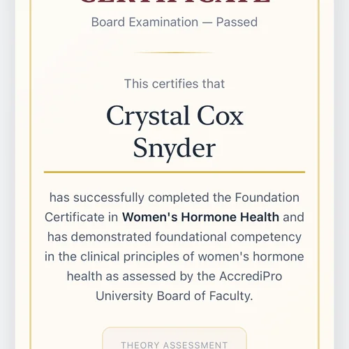 Certified Womens Health and Hormonal Specialist- Distinction