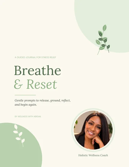 Breathe & Reset: Stress Relief Guided Journal | Printable & Digital Self-Care Journal | Mindfulness Prompts, Gratitude & Mood Tracker